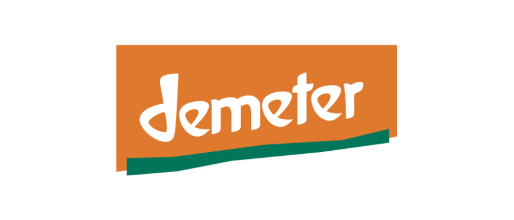 Das orangene Siegel mit dem Schriftzug „Demeter“.