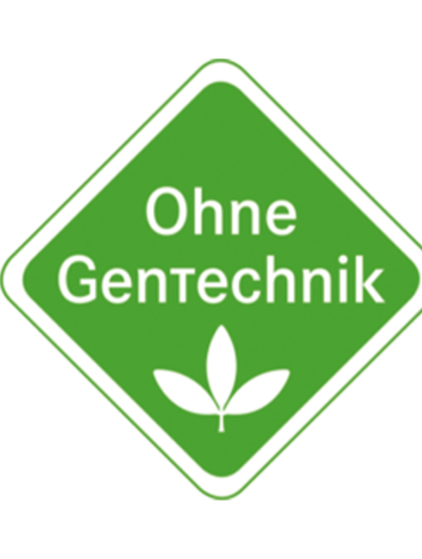 Das grüne VLOG-Siegel mit dem Schriftzug „Ohne Gentechnik“ und einer illustrierten Pflanze.