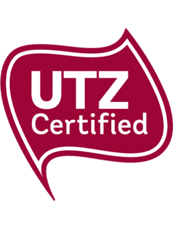 Das rote UTZ Siegel mit der weißen Aufschrift „UTZ Certified“.