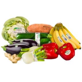Auswahl an verschiedenen Obst- und Gemüsesorten