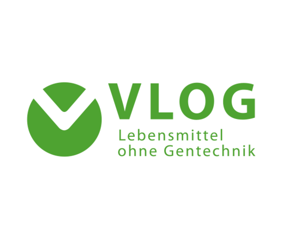 Das grüne VLOG Logo mit dem Schriftzug „Lebensmittel ohne Gentechnik“. 