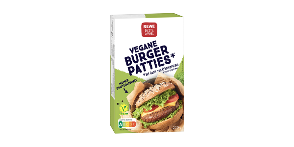 Eine Packung REWE Beste Wahl Burger Patties. 