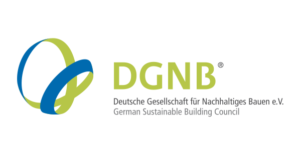 Das Logo der Deutschen Gesellschaft für Nachhaltiges Bauen e. V. (DGNB). 