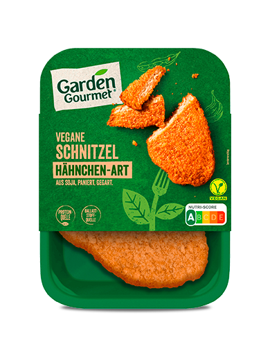Eine Packung Garden Gourmet Vegane Schnitzel Hähnchen-Art. 
