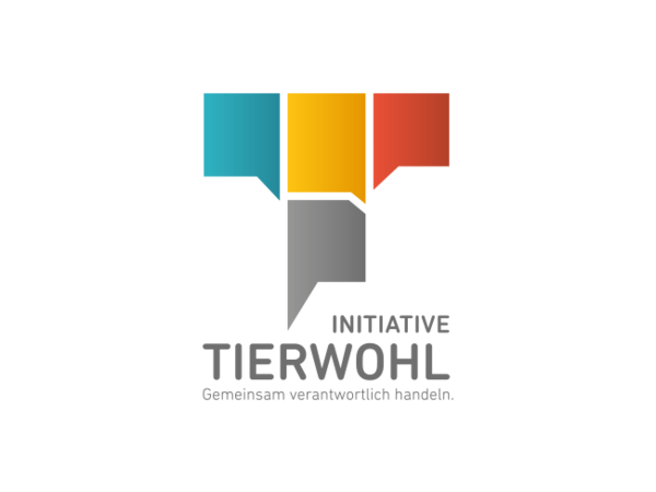 Das Logo der Initiative Tierwohl mit vier farbigen Kacheln. 