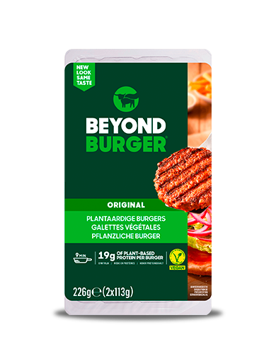 Eine Packung Beyond Meat Beyond Burger. 