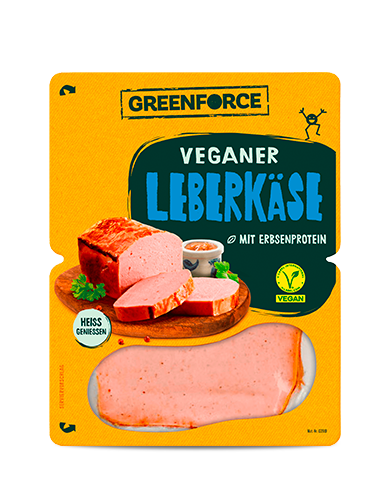 Eine Packung Greenforce Veganer Leberkäse. 