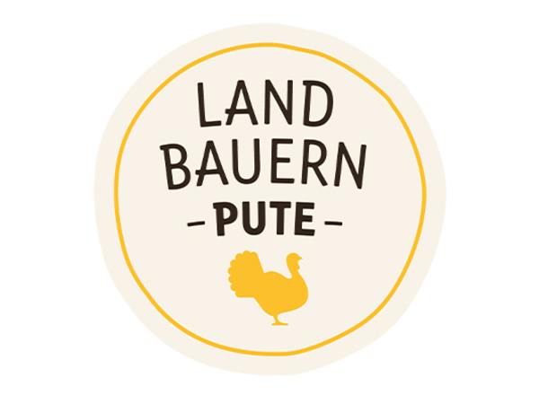 Das Logo mit der Aufschrift „Landbauern Pute“. 