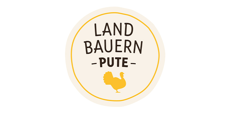 Das Logo mit der Aufschrift „Landbauern Pute“. 