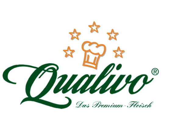 Auf dem Landbauern Logo steht „Premium. Landbauern Kalb.“ Darunter ist ein Kalb als Piktogramm zu sehen. Das Qualivo Logo zeigt den Schriftzug „Qualivo. Premium-Kalbfleisch.“ 