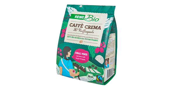 Eine Packung REWE Bio Caffè Crema. 