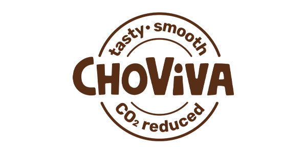 Das ChoViva Logo mit dem Schriftzug „Tasty. Smooth. CO2 reduced.“ 