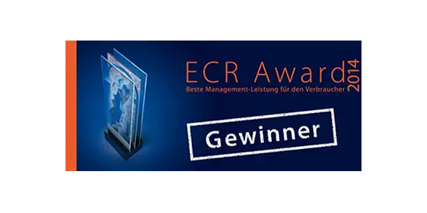Die Auszeichnung „Gewinner beim ECR Award 2014“ für „Beste Management-Leistung“ für die Verbraucher:innen. 