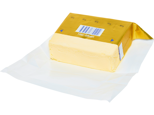 ja! Deutsche Markenbutter und ja! Irische Butter in der neuen Verpackung aus Monomaterial. 