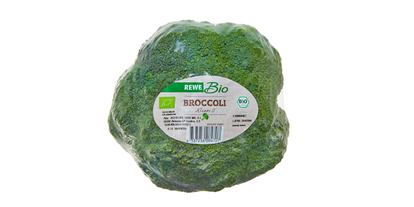 Ein Bild von REWE Bio Brokkoli in der Verpackung. 